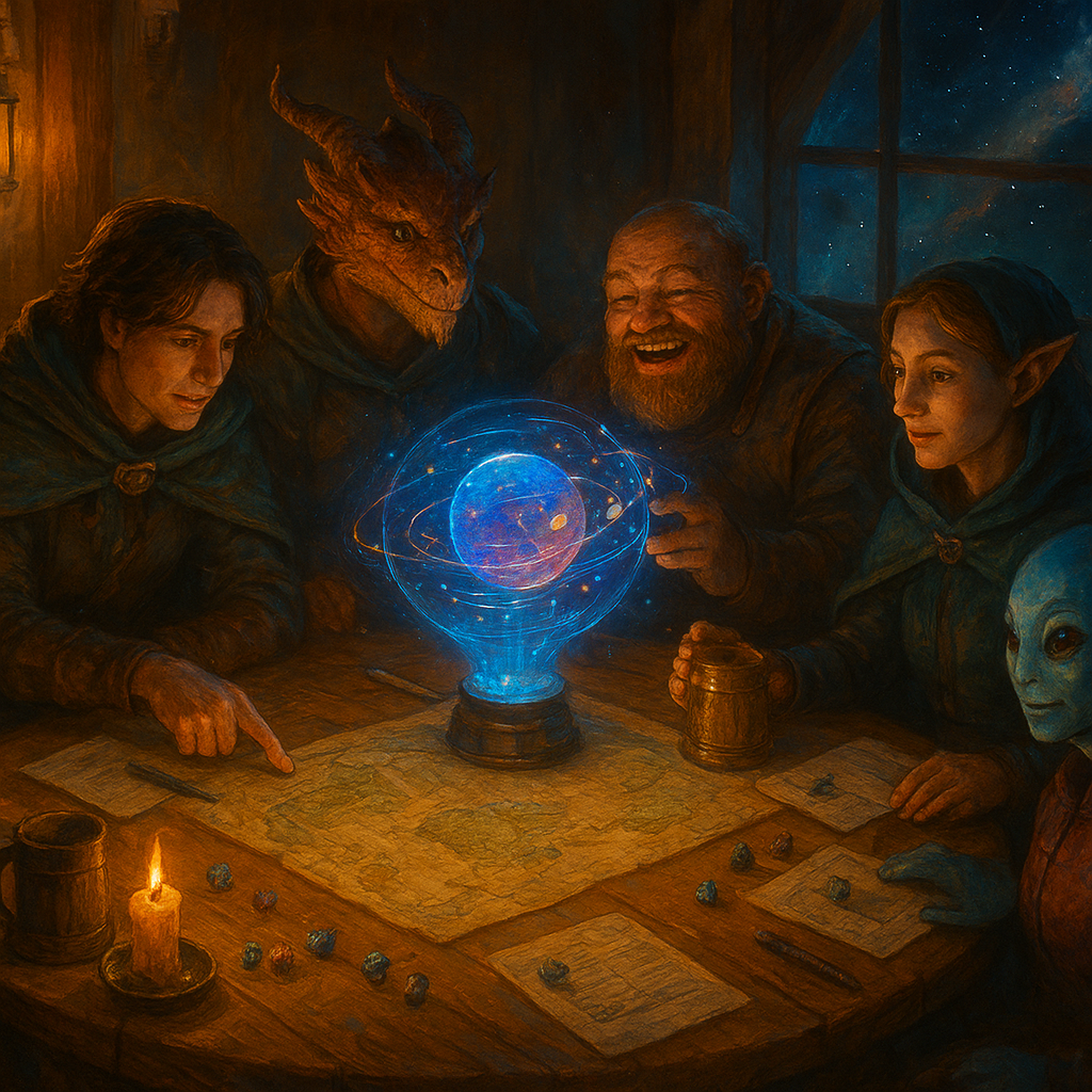 Adventurers in a tavern planning their dnd game.